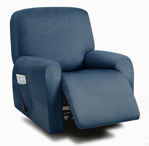 ULTICOR 8-Piece Stretch Recliner Sofa Covers for 3-Seater Cushions (Chocolate) — Navy