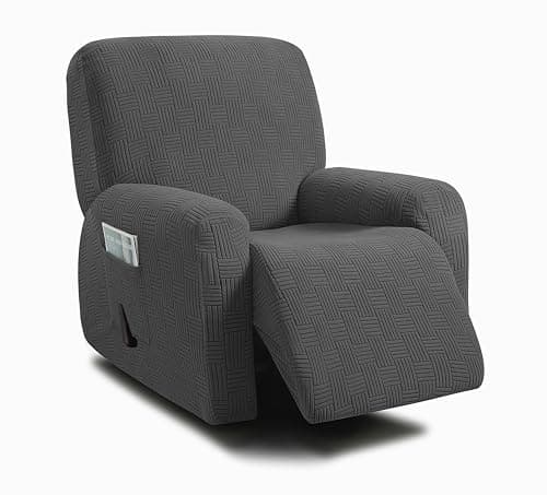 ULTICOR Chocolate Jacquard Recliner Sofa Covers (Style 4) — Dark Grey