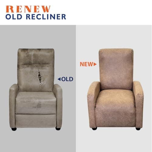 WdFour Brown Leather-Like Slipcover for Small Recliner Chair & Pillowcase