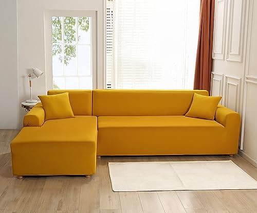 Stretch Anti-Slip L-Shaped Sectional Couch Covers, 2 Pcs for 3+3 Seaters