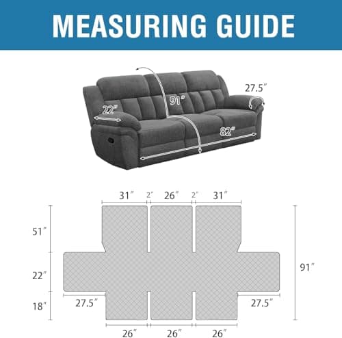 H.VERSAILTEX Waterproof Recliner Sofa Cover, Chocolate, for 3 Seat Recliner Couch