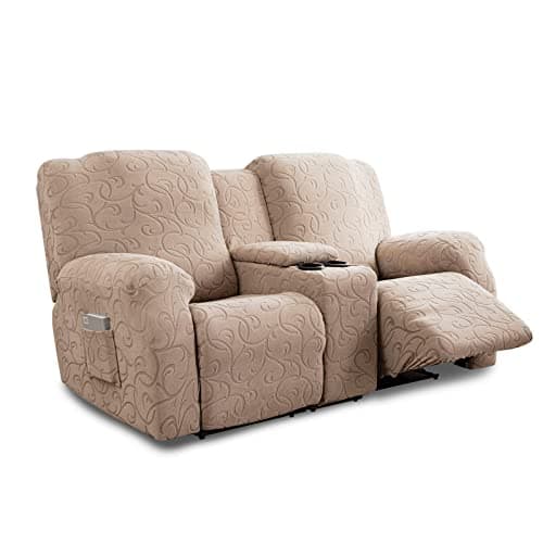 Tuape Stretch Reclining 2 Seater Loveseat Cover with Center Console and Pockets