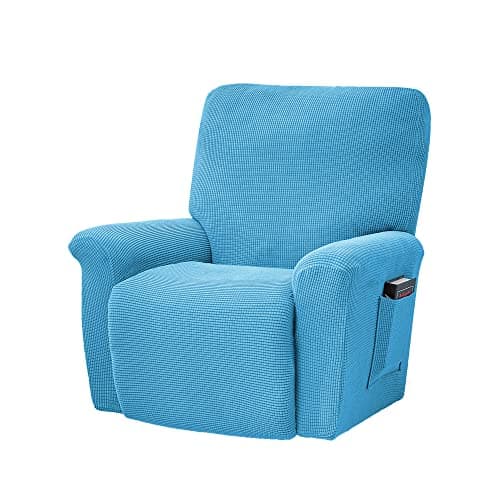Conruser Jacquard Stretch Recliner Chair Cover (Yellow) — Light Blue