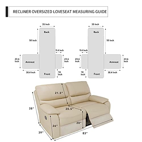Oversized Loveseat Recliner Cover, Reversible for Pets, Gray/Light Gray