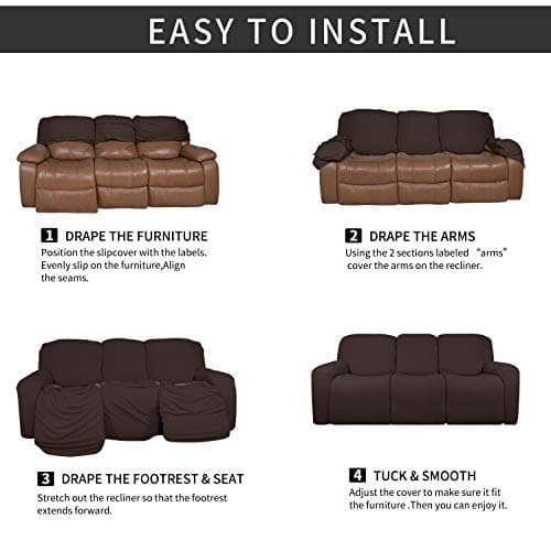 Chocolate Easy-Going Microfiber Stretch Sectional Recliner Sofa Slipcover