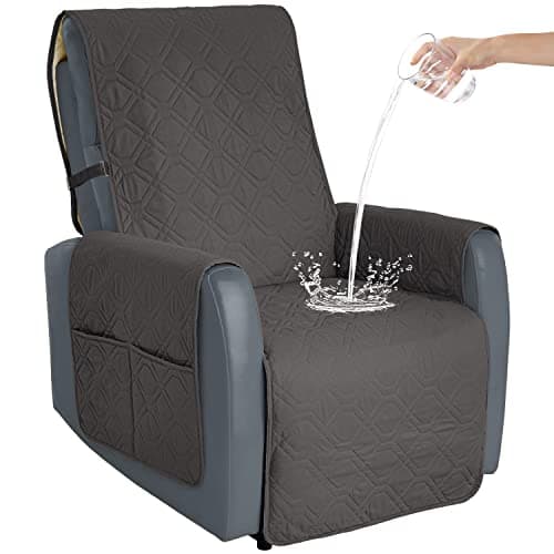 Ivory Non-Slip Recliner Chair Cover for 23inch Couch with Straps — Dark Grey