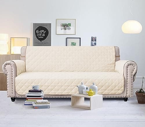 CHHKON Waterproof Recliner Cover for Pets and Kids (Ivory, 23")