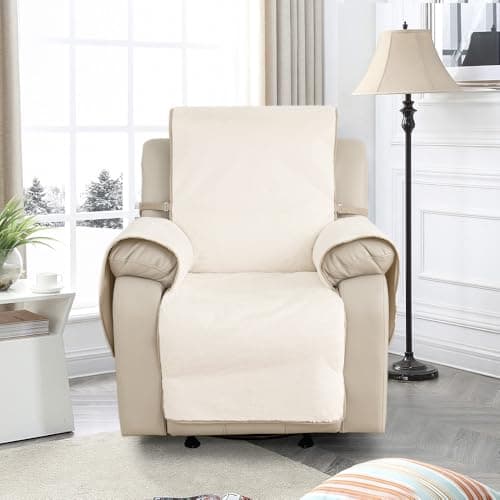 RBSC Home Ivory Antislip Recliner Chair Slipcover with Elastic Straps