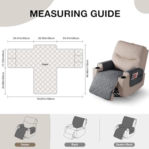 VANSOFY Dark Gray Recliner Chair Covers, 100% Waterproof & Non-Slip