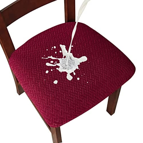 Genina Taupe Dining Room Chair Slipcovers (4 Pcs) — Waterproof-wine Red