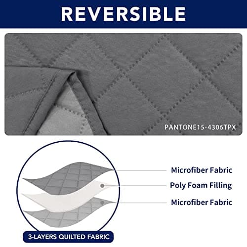 PureFit Water Resistant Reversible Sofa Cover for Reclining Couch (3 Seat, Gray/Light Gray)