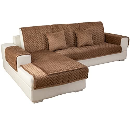 Eismodra Dark Gray Anti-Slip Couch Cover, 36"x36" L-Shaped Sectional — Brown