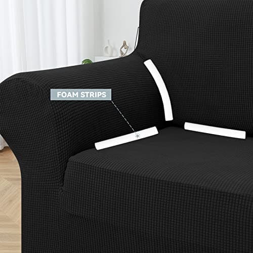 Oversized Sofa Slipcovers for 3 Cushion Couch with Elastic Bottom, Suitable for Kids and Pets (X-Large, Black)