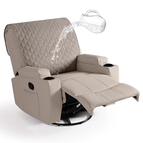 Waterproof Recliner Chair Cover with Straps, Dark Grey, Washable - for Reclining Chairs — Khaki