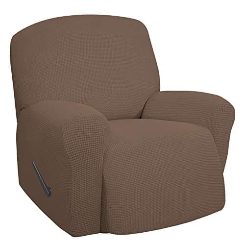 Oversized Recliner Stretch Sofa Slipcover, Dark Gray, Elastic Bottom — Brown