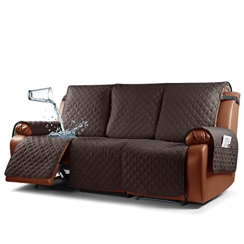 Ruaozz Waterproof Recliner Sofa Cover for Reclining Couches (Chocolate, 3 Seater) OEKO-TEX STANDARD 100 Kid and Pet Friendly Washable Protective Cover with Elastic Straps Pocket