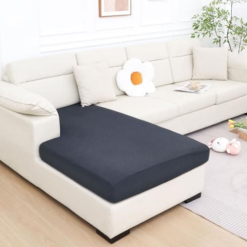Smiry Grey Elastic Chaise Lounge Sofa Cover