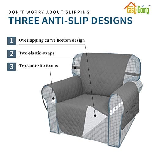Grey Waterproof Sofa Slipcover for 2 Cushion Loveseat (Non-Slip, Washable, Pet and Kid Friendly)