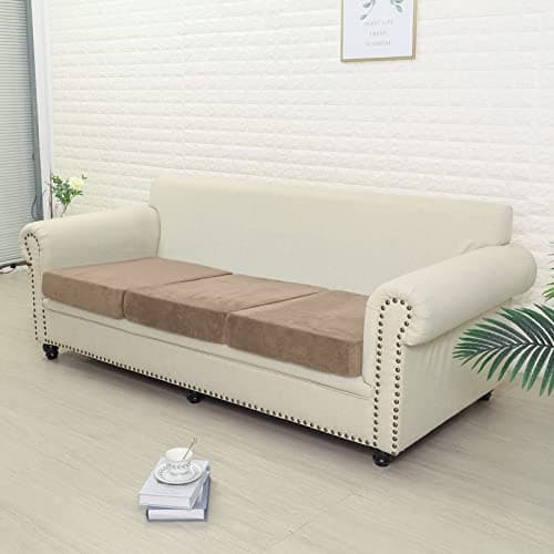 Wear-Resistant Stretch Velvet L-Shaped Sofa Cover for Left/Right Sectionals (Camel, Single Seat)