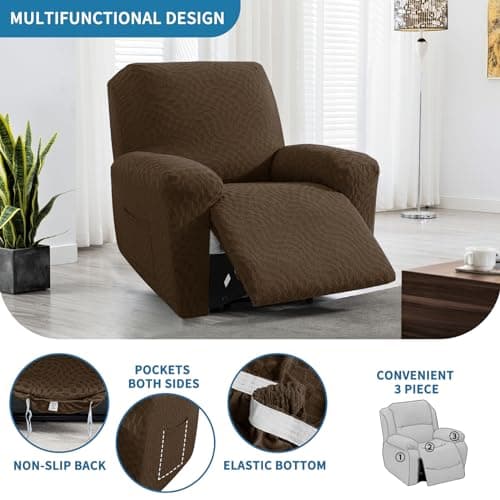 Lazy Boy Reclining Rocker Cover (24"-37"), 3-Piece Stretch Slipcover