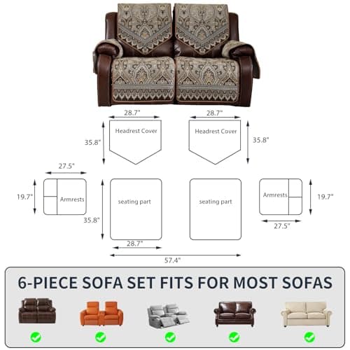 LUFEIJIASHI Non-Slip Recliner Sofa Covers FLKF-Brown, 2 Seater, Waterproof
