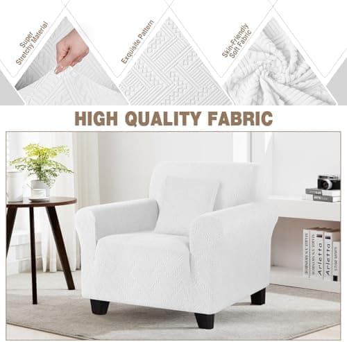 Stretch Chair Sofa Slipcover with Non-Slip Armchair Cover for Soft Protection (1 Seater, Ivory) OEKO-TEX STANDARD 100  
Stretch Armchair Cover with Non-Slip Back for Comfort and Easy Cleaning (1 Seater, Ivory) OEKO-TEX STANDARD 100  
Soft Jacquard Th