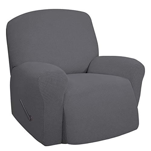 Oversized Recliner Stretch Sofa Slipcover, Dark Gray, Elastic Bottom — Grey