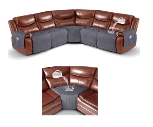 Ruaozz Dark Grey Recliner Sectional Couch & Corner Cover