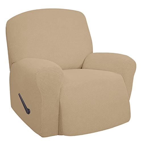 Oversized Recliner Stretch Sofa Slipcover, Dark Gray, Elastic Bottom — Sand