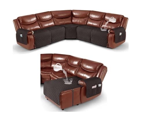 Ruaozz Chocolate L-Shaped Recliner & Chaise Sofa Cover