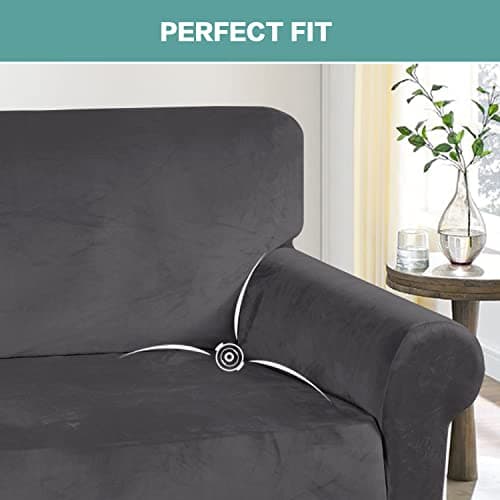 Turquoise Velvet Couch Covers for 3 Cushion Sofas (Gray)