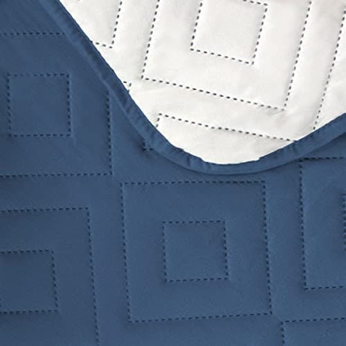 H.VERSAILTEX Reversible Water Resistant Recliner Cover for Pets & Kids — Dark Blue/Beige