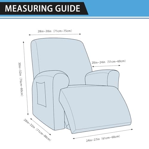 Brown Leather Look Recliner Chair Cover 4-Pieces Slipcover with Pockets