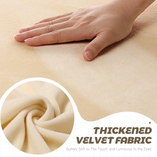 Velvet Stretch Seat Cushion Covers Set - Cream White