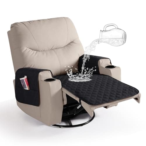 Ruaozz Waterproof Recliner Chair Covers with Arms, Washable for Reclining Chair, Black