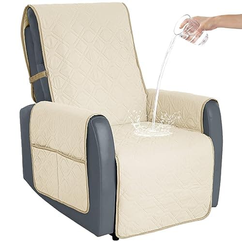 Ivory Non-Slip Recliner Chair Cover for 23inch Couch with Straps