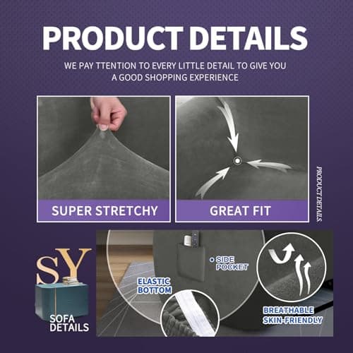 ZNSAYOTX Thicker Soft Grey Velvet Recliner Cover with Side Pockets