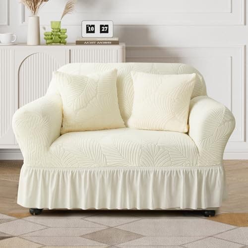 WONGS BEDDING Stretch Velvet Sofa Slipcover, Dark Gray, Pet Friendly — Beige