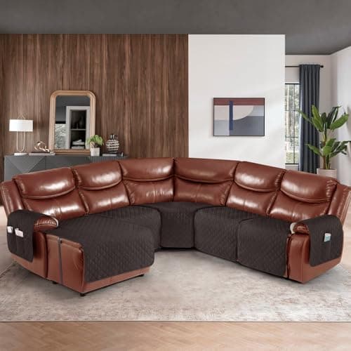 Ruaozz L-Shaped Recliner Sofa & Left Chaise Chocolate Cover