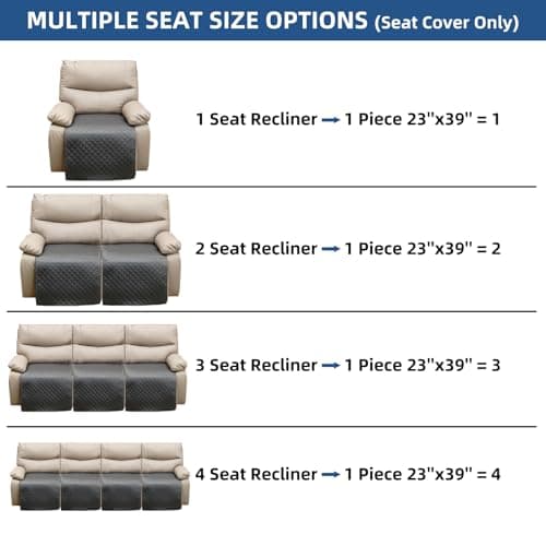 Eismodra Dark Gray Non-Slip Recliner Cover 23"x39"