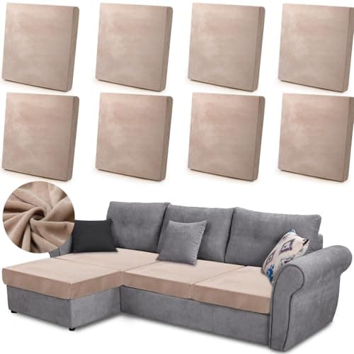 Velvet Stretch Seat Cushion Covers Set - Cream White — Light Grey