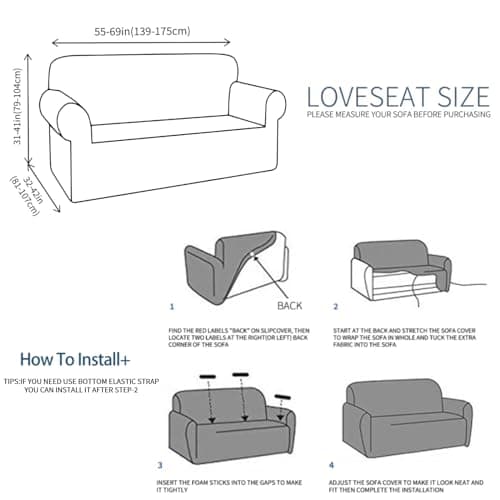JIVINER Loveseat Slipcover, Dark Gray, Kids & Pet Protect Stretch Cover