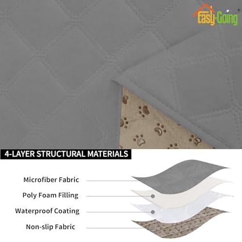 Waterproof Dog Loveseat Cushion Covers, Non-Slip Quilted Slipcovers, Grey (2-Piece)