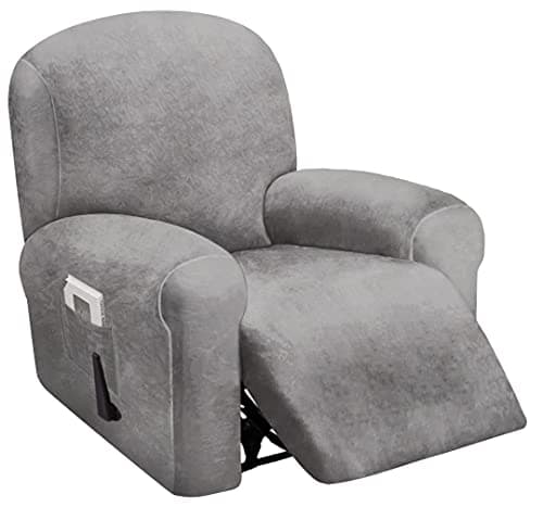 ULTICOR 4-Piece Velvet Recliner Cover, Dark Grey — Light Grey