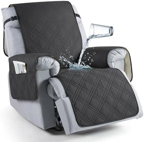 TAOCOCO 100% Waterproof Non Slip Covers for Recliner Chair with Pocket  
Best Non Slip Covers for Recliner Chairs with Pockets for Kids and Pets (2|6")  
Washable 100% Waterproof Recliner Chair Protector for Kids and Pets, OEKO-TEX Certified (2|6", C