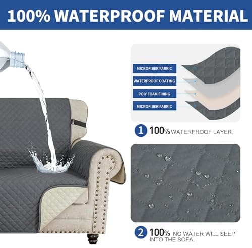XINEAGE Loveseat Sofa Cover, Dark Grey Waterproof & Soft Washable
