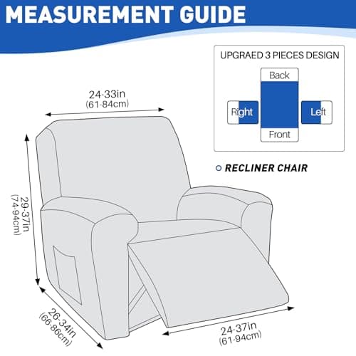 MAXIJIN Waterproof Recliner Chair Covers for Pet & Kids, Light Gray
