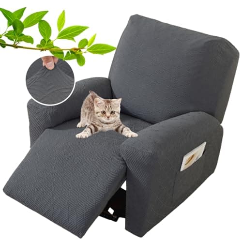 XINEAGE Dark Gray Stretch Jacquard Recliner Chair Covers (4 Pieces)