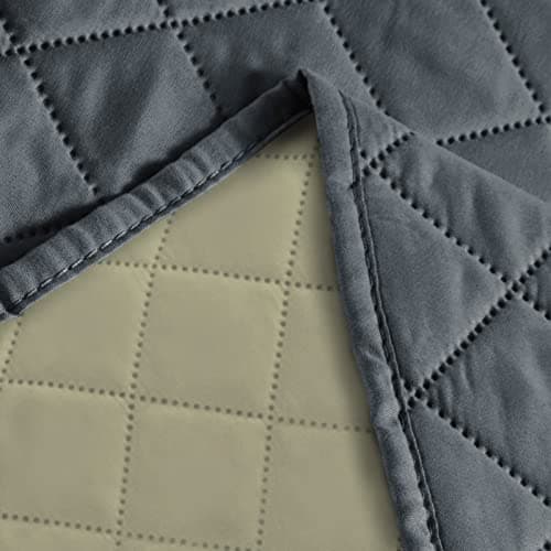 Deeky Reversible Waterproof Couch Cover for 3-Cushion Furniture — Dark Gray/Beige