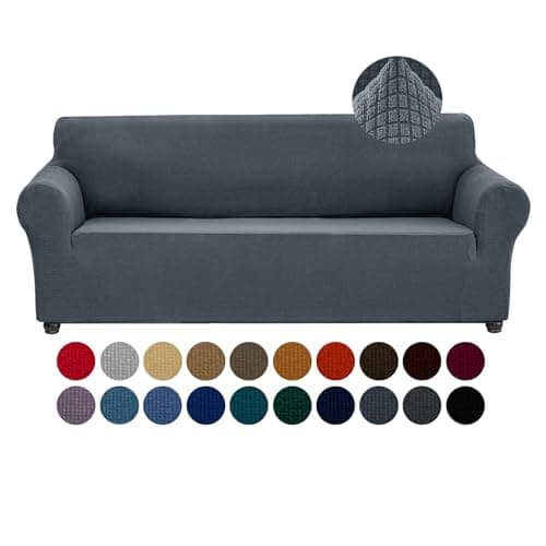 Joccun Gray Spandex Stretch Couch Cover, 3-Cushion Sofa Protector